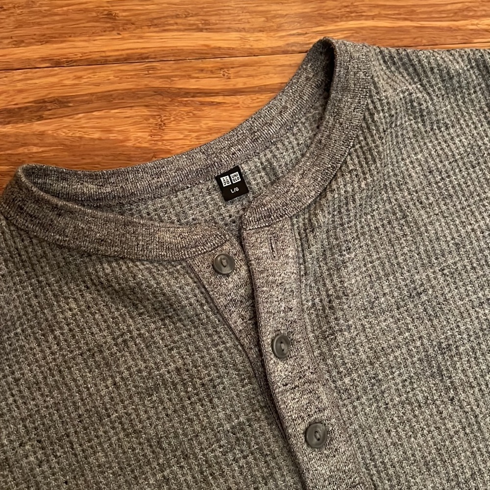 Uniqlo waffle-knit Henley sweater